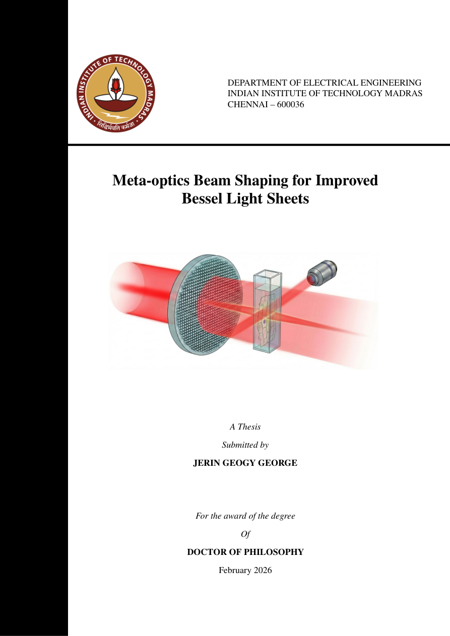 Cover of the PhD thesis Meta-optics Beam Shaping for Improved Bessel Light Sheets